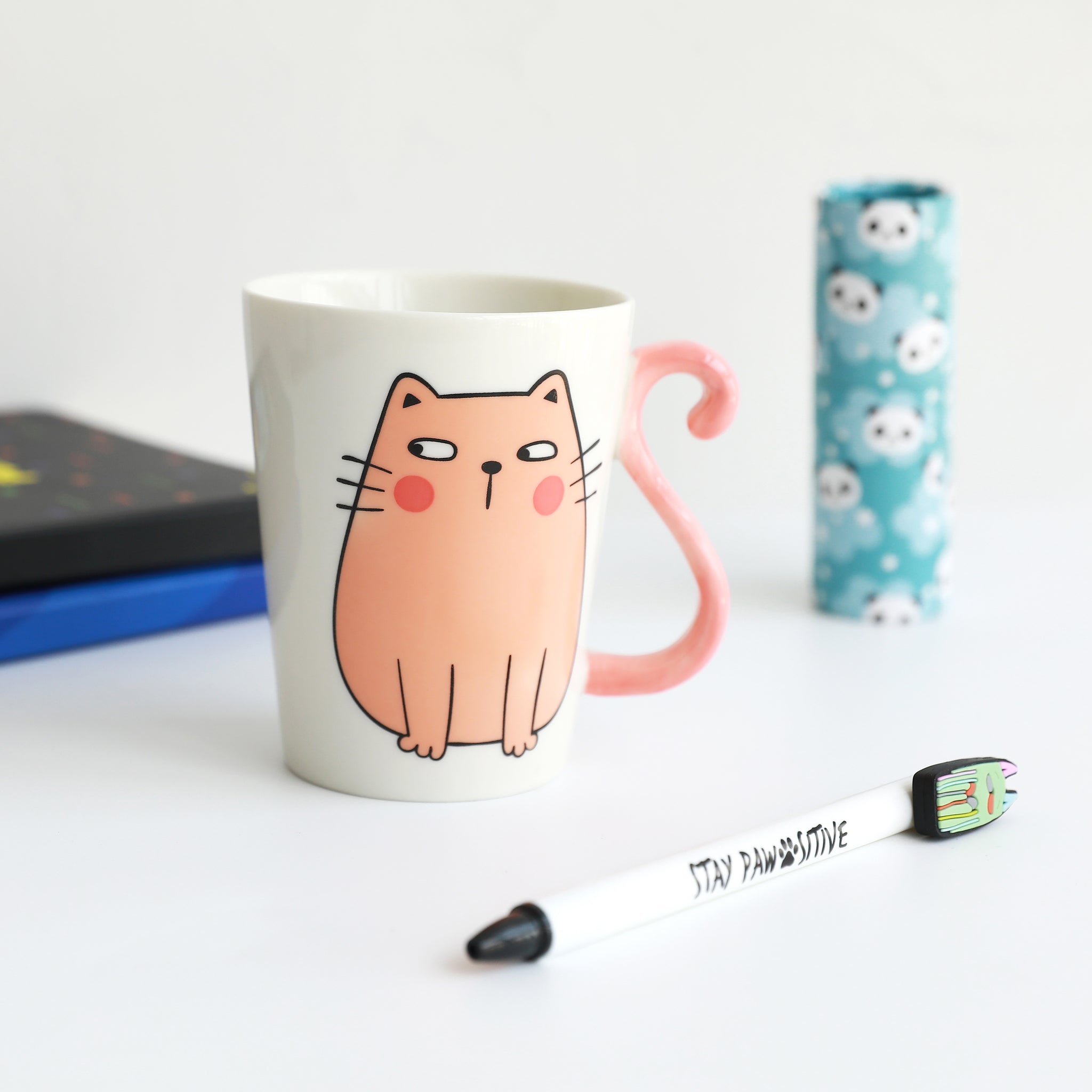 TAZZA IN CERAMICA GATTO ROSA