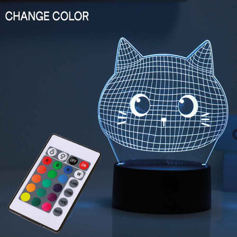 LAMPADA LED 3D GATTO CAMBIA COLORE