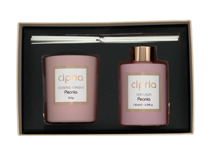 SET DIFFURORE PER AMBIENTE + CANDELA "PEONIA"