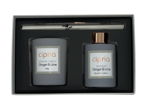 SET DIFFURORE PER AMBIENTE + CANDELA "GINGER & LIME"