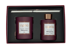 SET DIFFURORE PER AMBIENTE + CANDELA "MELOGRANO"