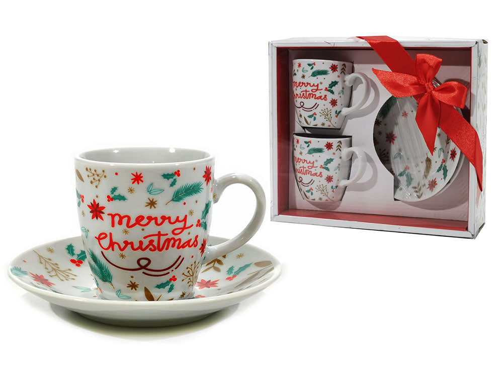 SET 2 TAZZINE CAFFE' CON PIATTINO XMAS