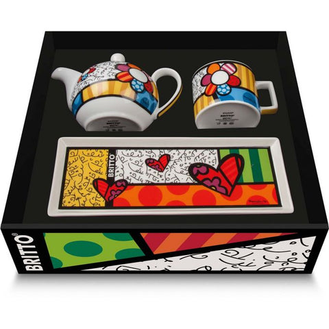 SET TEIERA + TAZZA CAPPUCCINO + VASSOIO BRITTO