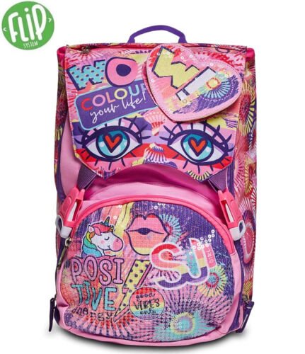 Zaino Unicorno Con Paillettes Per Ragazze, Zaino Scuola Leggero Con Cerniera, Borsa Da Giornata Rosa 24x34 Cm
